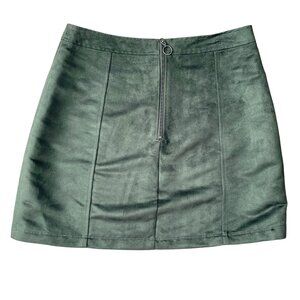 Old Navy Forest Green Faux Suede Mini Zip Up Skirt - Size 10